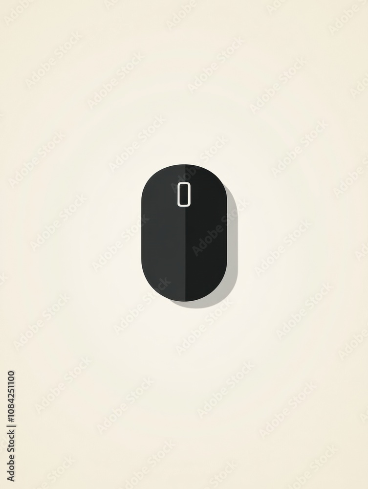 Leinwandbilder A black computer mouse icon is centered on a light background, emphasizing its modern shape and usability in daily tasks. Generative AI