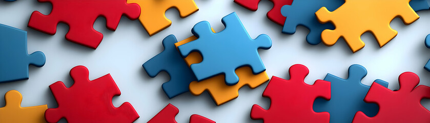 Geometric puzzle patterns isolated on white background concept as Geometric puzzle patterns representing structured teamwork and the importance of each member contribution in team building puzzle solv