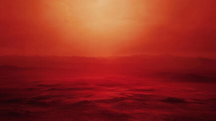 Obraz premium Vibrant sunset over a serene landscape with hues of orange and red in the sky