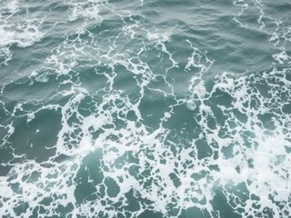 Rough and turbulent sea surface with foamy waves, power