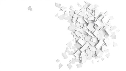 Fototapeta premium Scattered paper scraps of various shapes isolated on a white background, geometric shapes, paper waste, shape fragments