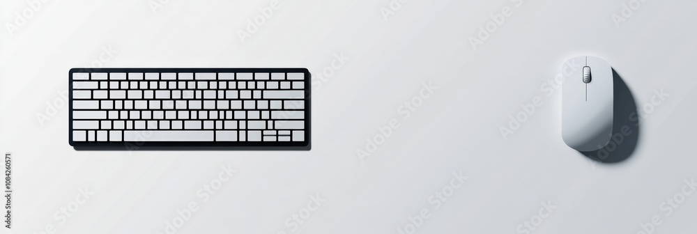 Aufkleber A sleek wireless keyboard and matching mouse placed on a clean, minimalist desk, demonstrating a modern and organized workspace setup. Generative AI