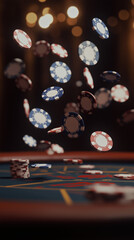 Fototapeta premium Casino Games With High Wins, Roulette, Poker, Slot Machines And Fun. Gamble Addiction Can Be Underestimated Play Safe.