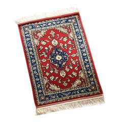 Traditional patterned rug in vibrant colors, showcasing intricate design and craftsmanship., isolated on a transparent background.