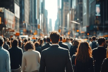 Obraz premium One Mans Journey Through the City Crowd