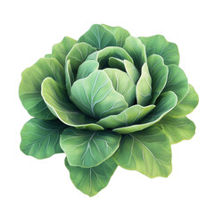 Obraz premium Vibrant and fresh green cabbage with layered leaves, perfect for culinary presentations., isolated on a transparent background.