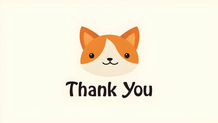 A simple thank you note featuring a cute cartoon orange cats face. Minimalist design with a friendly expression. Perfect for digital cards or social media.