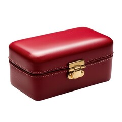 A sleek, red leather box with a gold clasp, perfect for storing jewelry or small treasures.