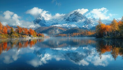 Obraz premium Mountain Lake with Autumn Colors