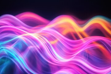 Fototapeta premium Vibrant Flowing Waves of Neon Colors in Luminous Display, Capturing the Essence of Dynamic Light Patterns in Abstract Artistic Form