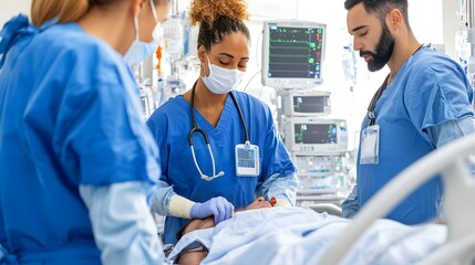 Professional Care in ICU: Dedicated Medical Staff at Work in Critical Care Unit