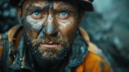 Closeup Portrait of a Dirty Miner