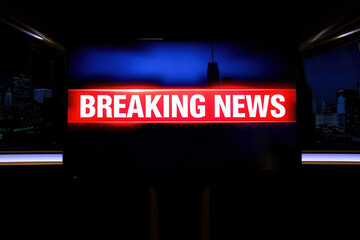 Breaking News Alert on Television Screen