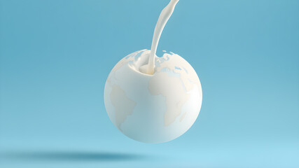 Globe splashed with a glass of milk, world milk day concept.