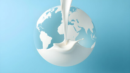 Globe splashed with a glass of milk, world milk day concept.
