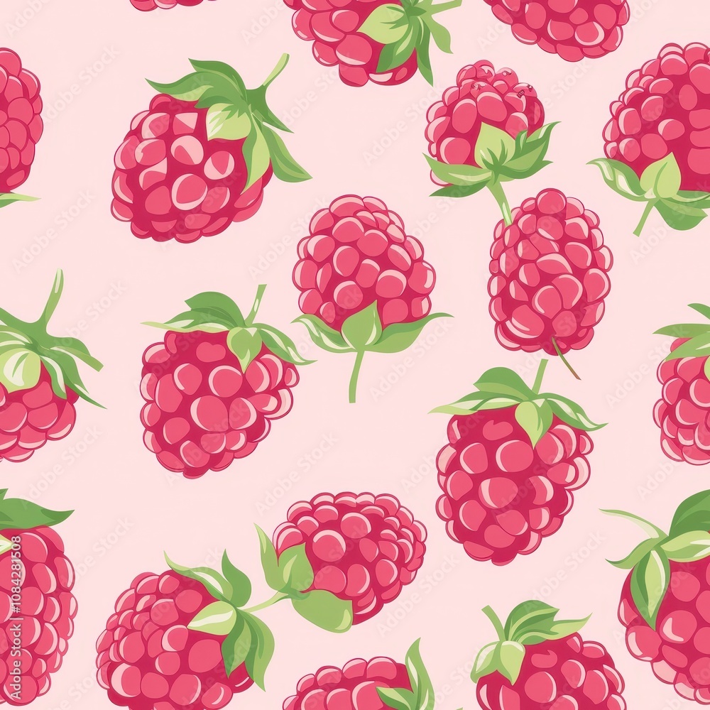 Poster Seamless Minimal Raspberry Pattern for Fabric Design Featuring Playful and Vibrant Elements Suitable for Various Creative Projects and Textiles
