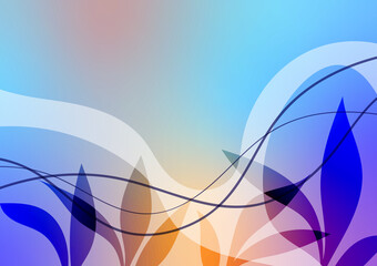 Obraz premium Blue plant art design drawing leaf abstract background