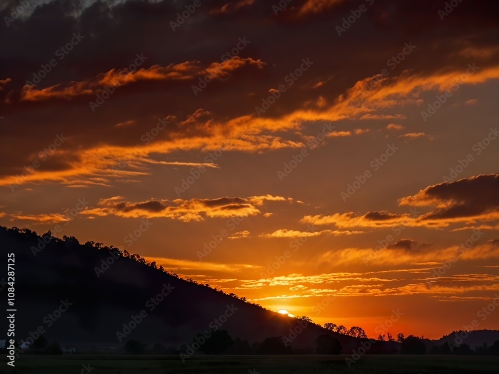 Wall mural sunset in the mountains