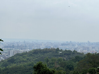 Scenic Cityscape Overlooking Urban Skyline and Green Hills