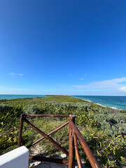 Scenic Coastal View from Wooden Deck Overlooking Ocean