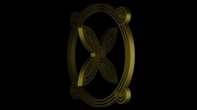 celtic knot georgian style on transparent background animation. 4K footage. 