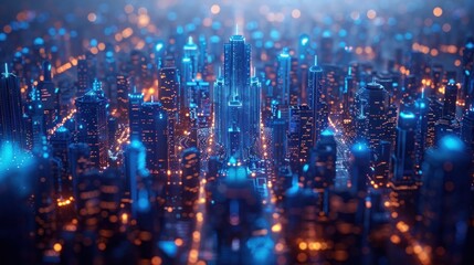 Futuristic Cityscape with Glowing Lights