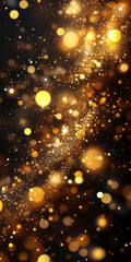 Fototapeta premium Shimmering golden lights create a dazzling abstract pattern in a dark space