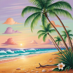 Obraz premium beach with palm trees