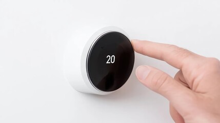 Hand adjusting a smart thermostat