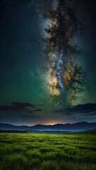 Fototapeta premium Milky Way over Green Field