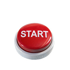 Start red push button isolated on a transparent background, png