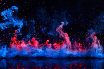 Abstract Colorful Smoke and Stars in the Night Sky - A Stunning Visual Display of Colors and Patterns