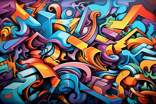 Fototapeta Abstract Graffiti Illustration Background, Graffiti Background, Graffiti Wallpaper, Graffiti Pattern, Street Art Graffiti, Graffiti Wall Background, Graffiti Digital Paper, AI Generative