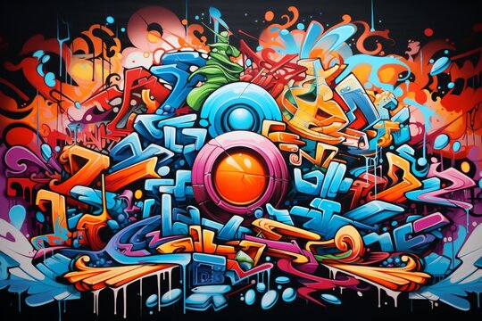 Abstract Graffiti Illustration Background, Graffiti Background, Graffiti Wallpaper, Graffiti Pattern, Street Art Graffiti, Graffiti Wall Background, Graffiti Digital Paper, AI Generative