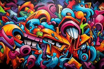 Obraz premium Abstract Graffiti Illustration Background, Graffiti Background, Graffiti Wallpaper, Graffiti Pattern, Street Art Graffiti, Graffiti Wall Background, Graffiti Digital Paper, AI Generative