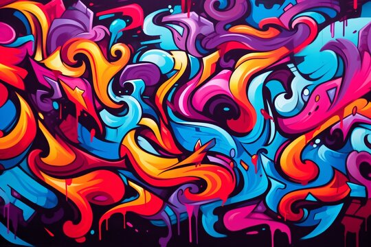 Fototapeta Abstract Graffiti Illustration Background, Graffiti Background, Graffiti Wallpaper, Graffiti Pattern, Street Art Graffiti, Graffiti Wall Background, Graffiti Digital Paper, AI Generative