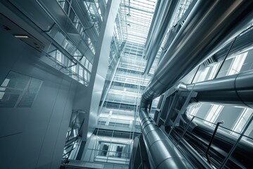 Fototapeta premium Modern Building Interior with Pipes