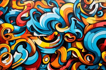 Fototapeta premium Vibrant Graffiti Shapes and Lines Wallpaper, Abstract Graffiti Wallpaper, Graffiti Background, AI Generative