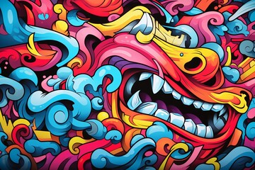 Fototapeta premium Vibrant Graffiti Shapes and Lines Wallpaper, Abstract Graffiti Wallpaper, Graffiti Background, AI Generative
