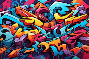 Obraz premium Vibrant Graffiti Shapes and Lines Wallpaper, Abstract Graffiti Wallpaper, Graffiti Background, AI Generative