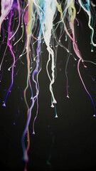 Abstract digital paint splashes in bright neon and pastel shades, blending seamlessly for a creative background. Perfect for art-centric posts