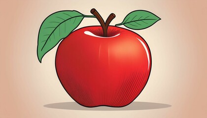 red apple with leaf