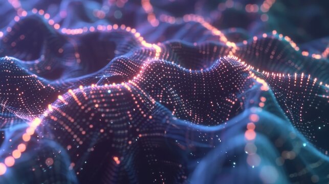 Close up visualization of a neural network with glowing nodes symbolizing artificial intelligence