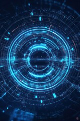 Obraz premium Blue circular futuristic tech design with lines