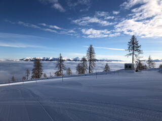 Stunning Snow-Covered Mountain Landscape with Clear Blue Sky