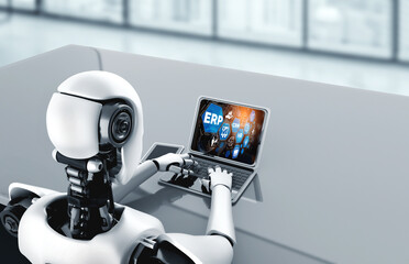 Fototapeta premium ERP enterprise resource planning software for modish business to plan the marketing strategy