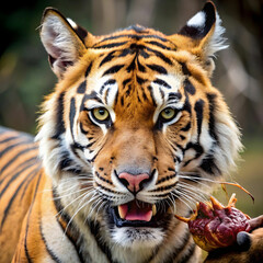 Obraz premium tiger eat deer