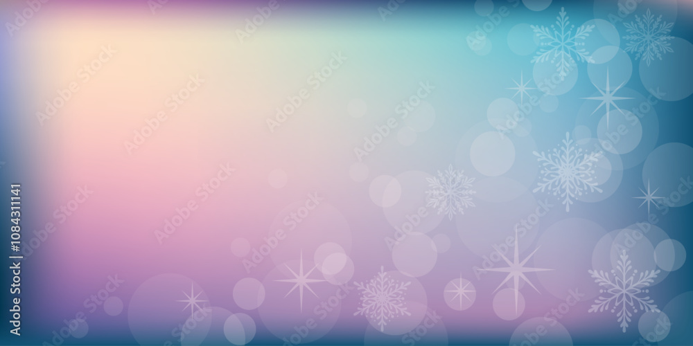 Poster christmas vector gradient bokeh pastel shining stars and snowflakes abstract wallpaper, smooth light