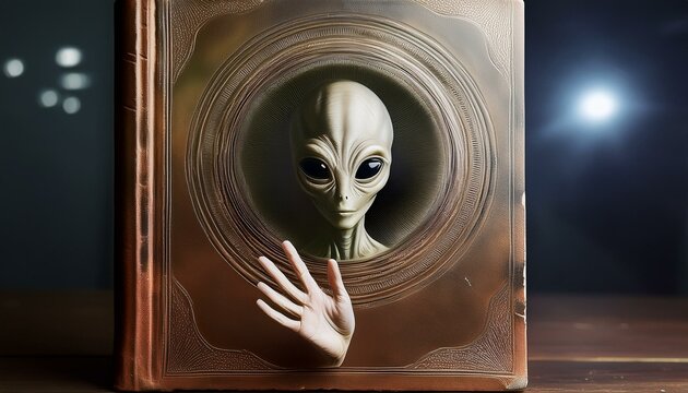 UFO and alien images in the form of different compositions created with artificial intelligence.