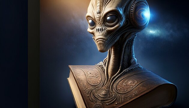 UFO and alien images in the form of different compositions created with artificial intelligence.